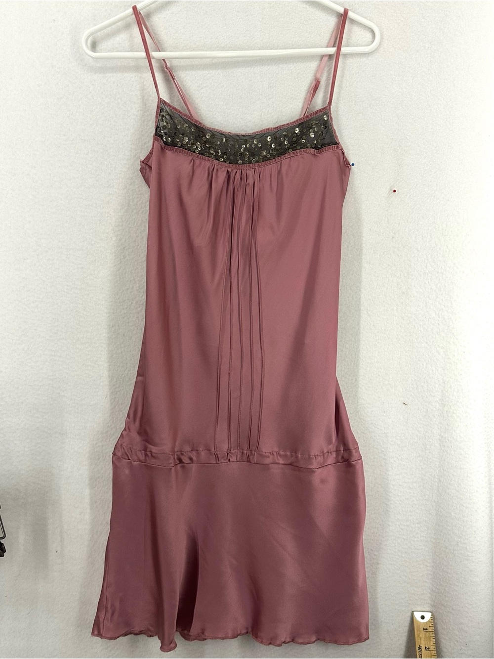 Sharagano Y2K Satin Sequin Slip Dress Women’s XS Pink